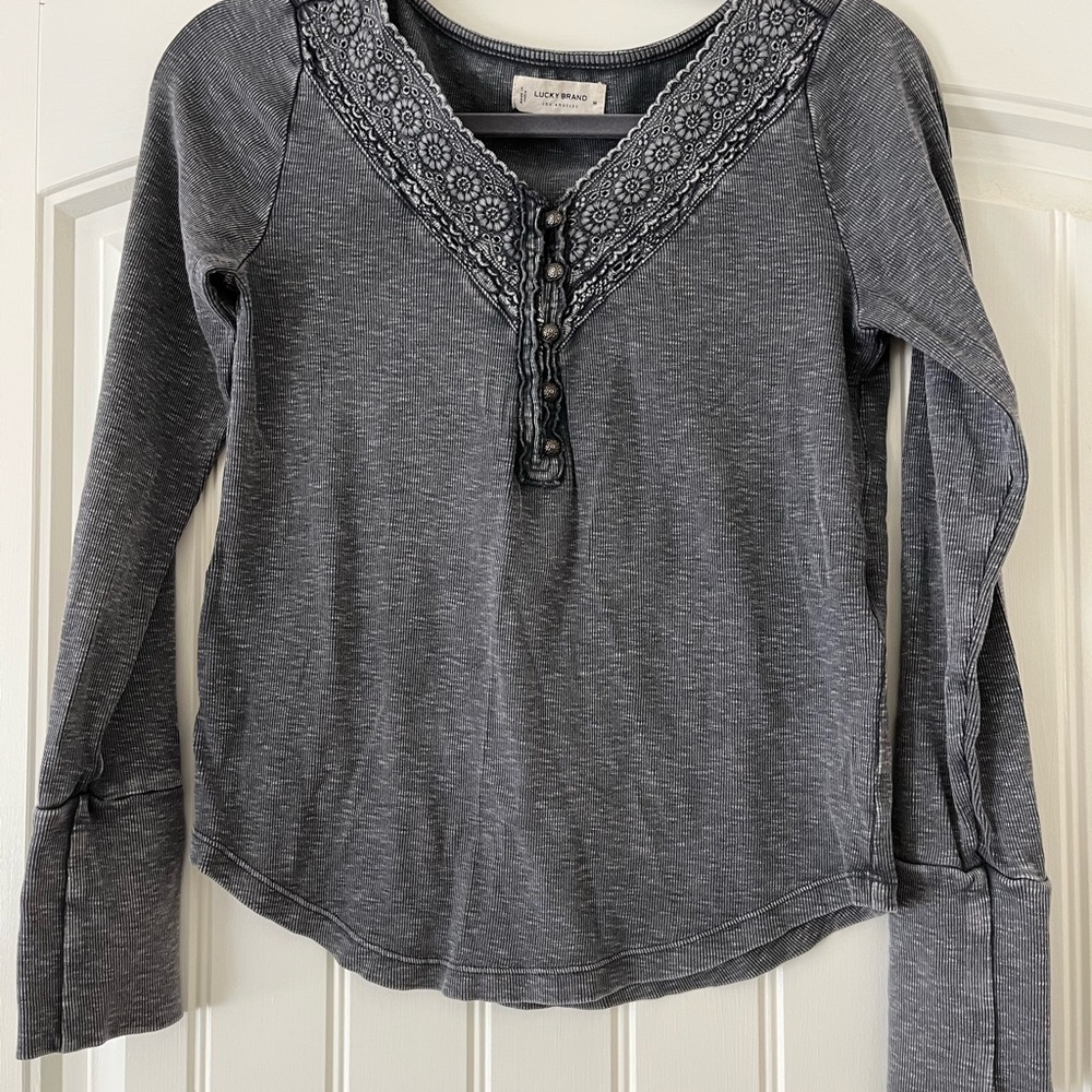 Lucky Brand thermal long sleeve with neck detailing